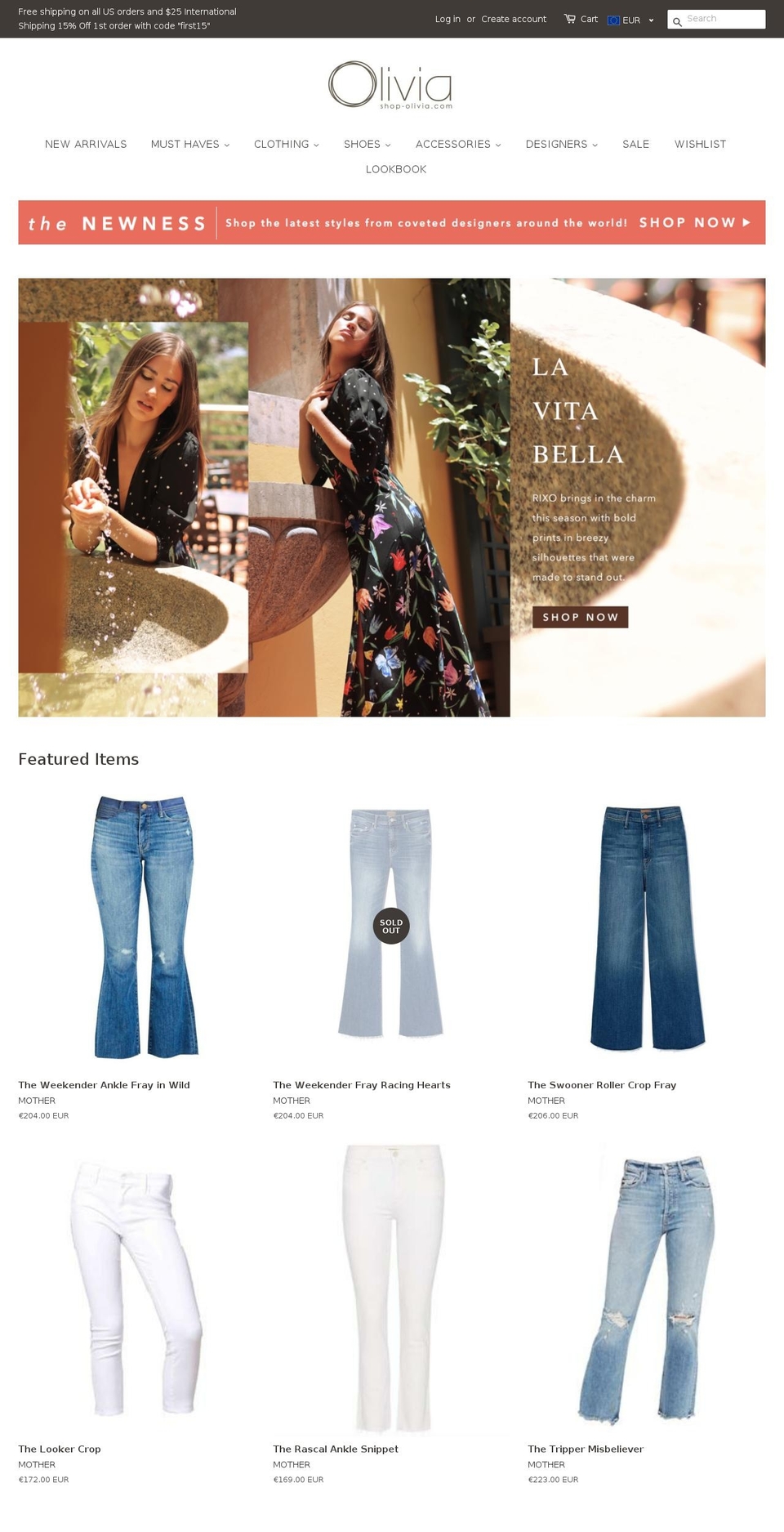 shop-olivia.com shopify website screenshot