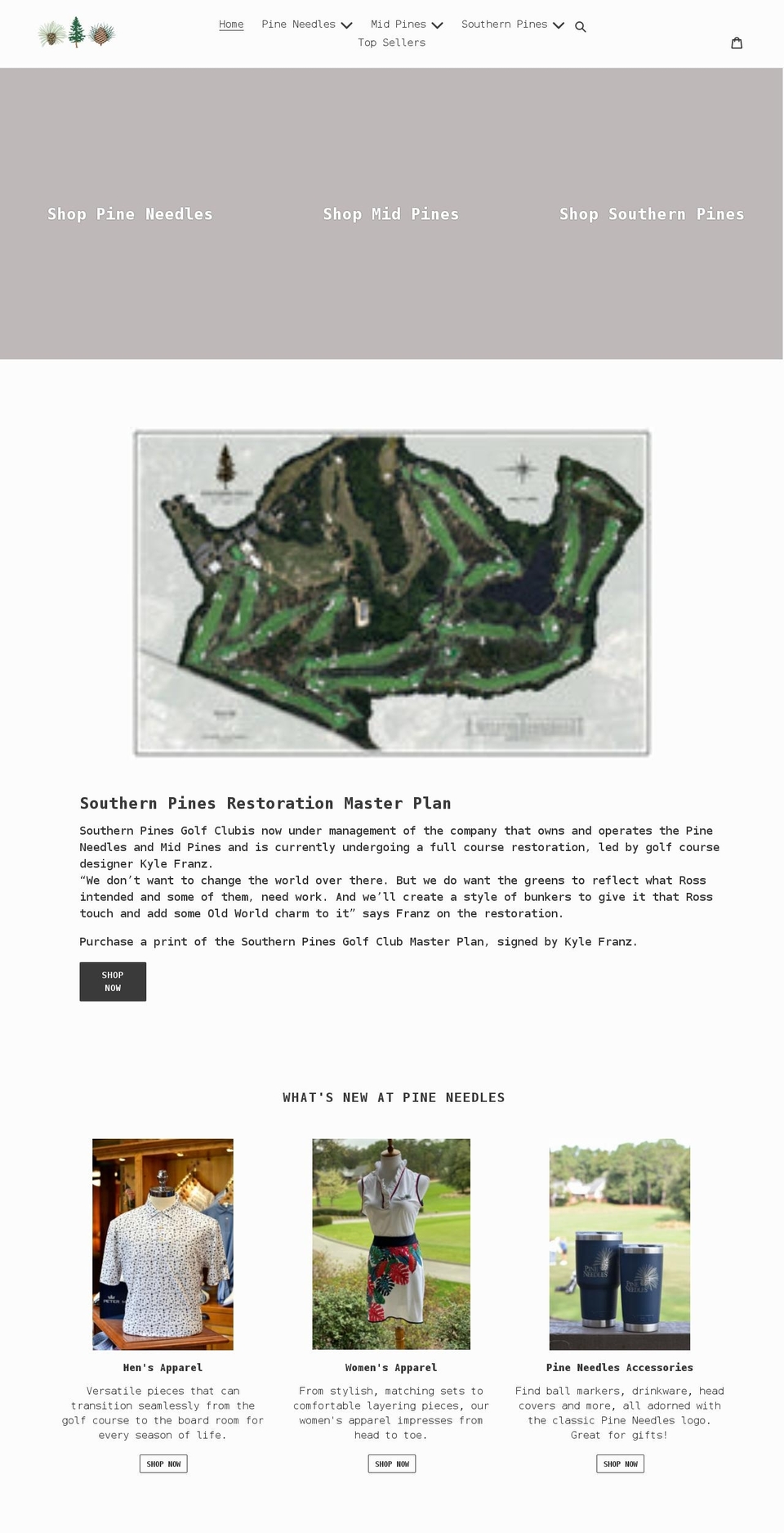 shop-pineneedles-midpines.com shopify website screenshot