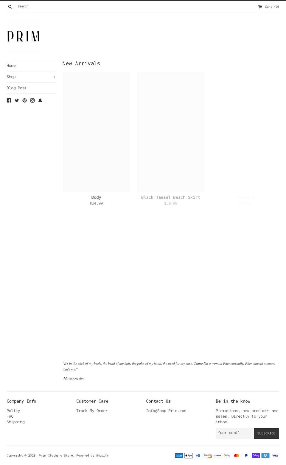 shop-prim.com shopify website screenshot