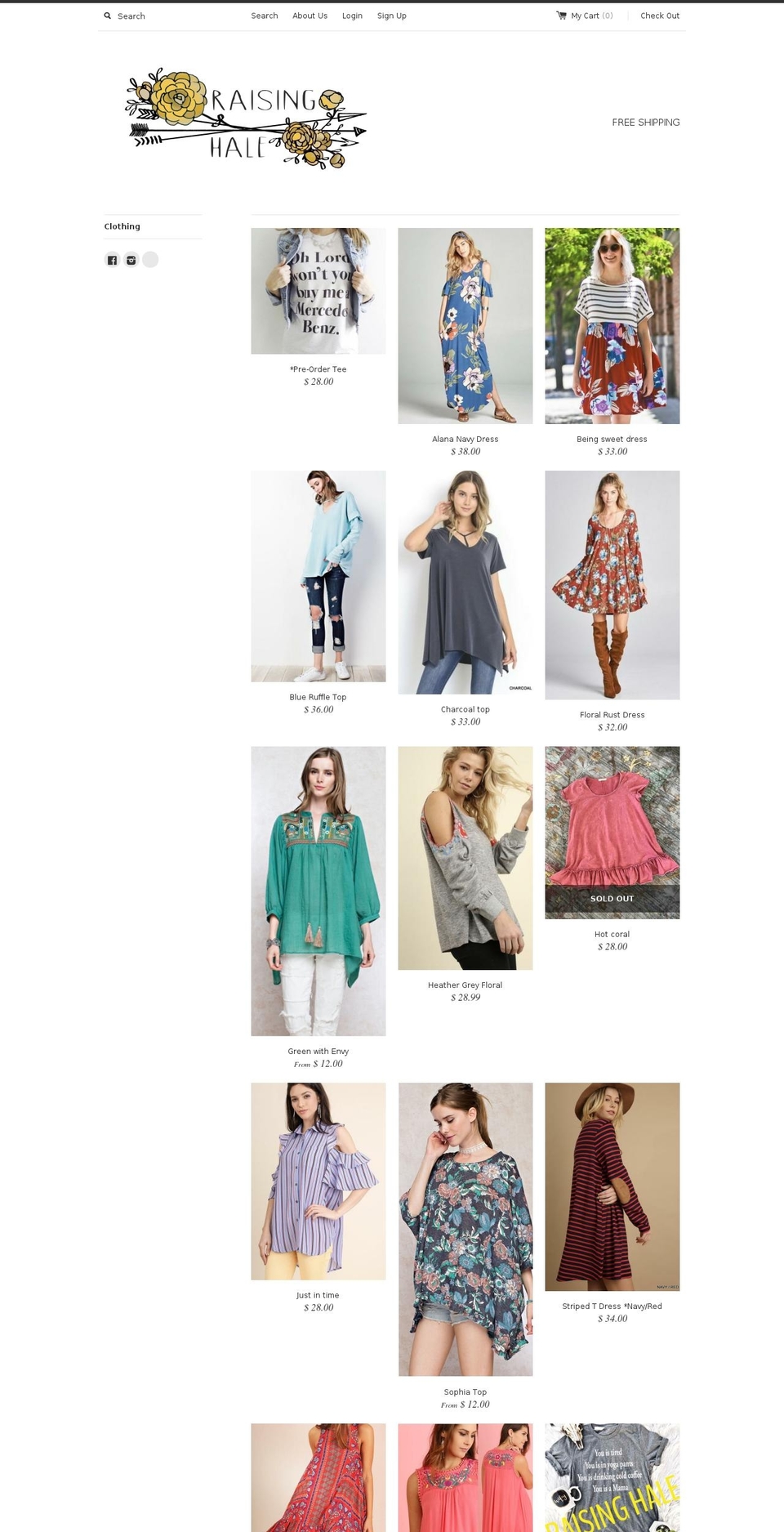 shop-raisinghale.com shopify website screenshot