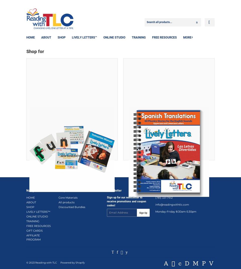 shop-readingwithtlc.com shopify website screenshot