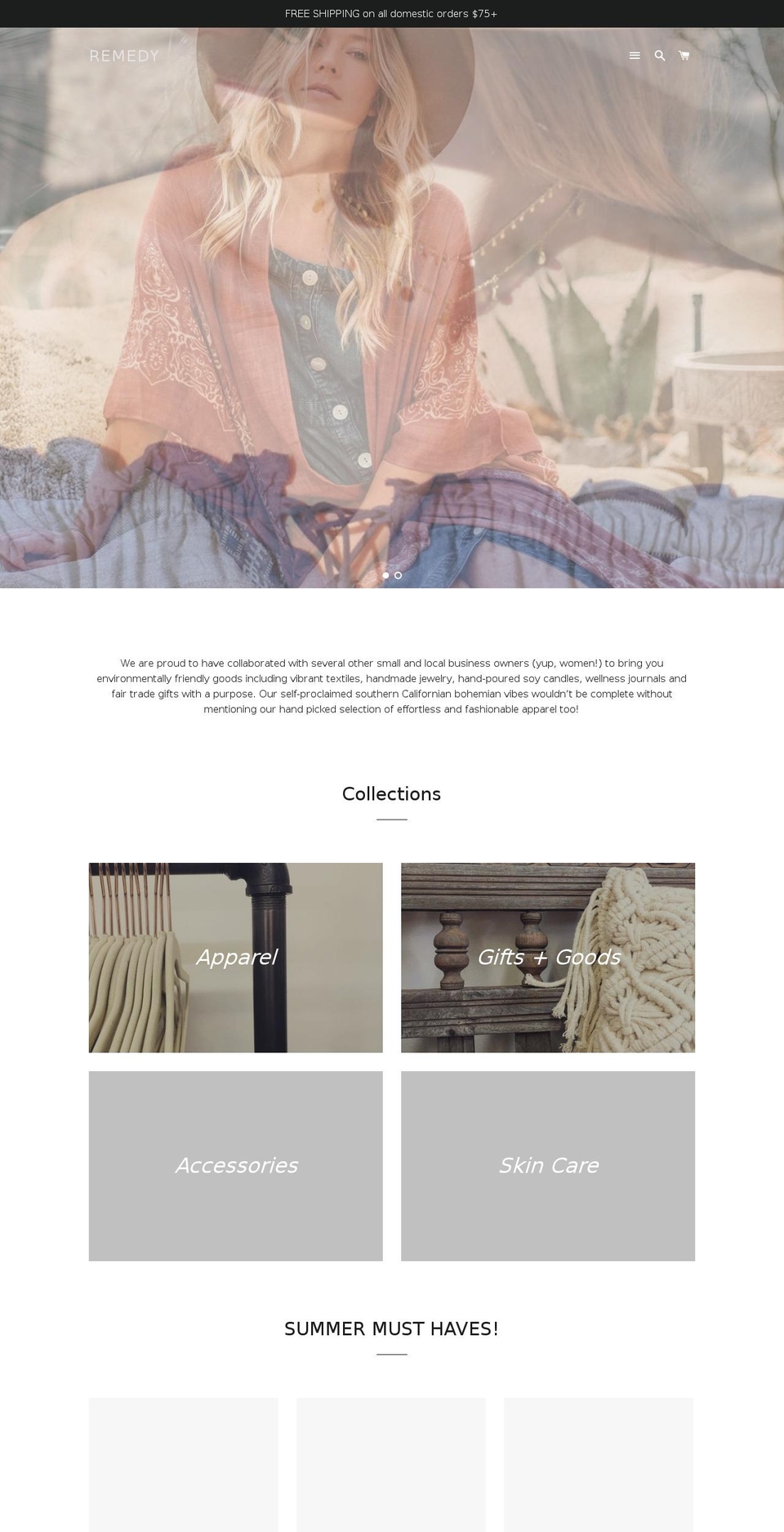shop-remedy.com shopify website screenshot