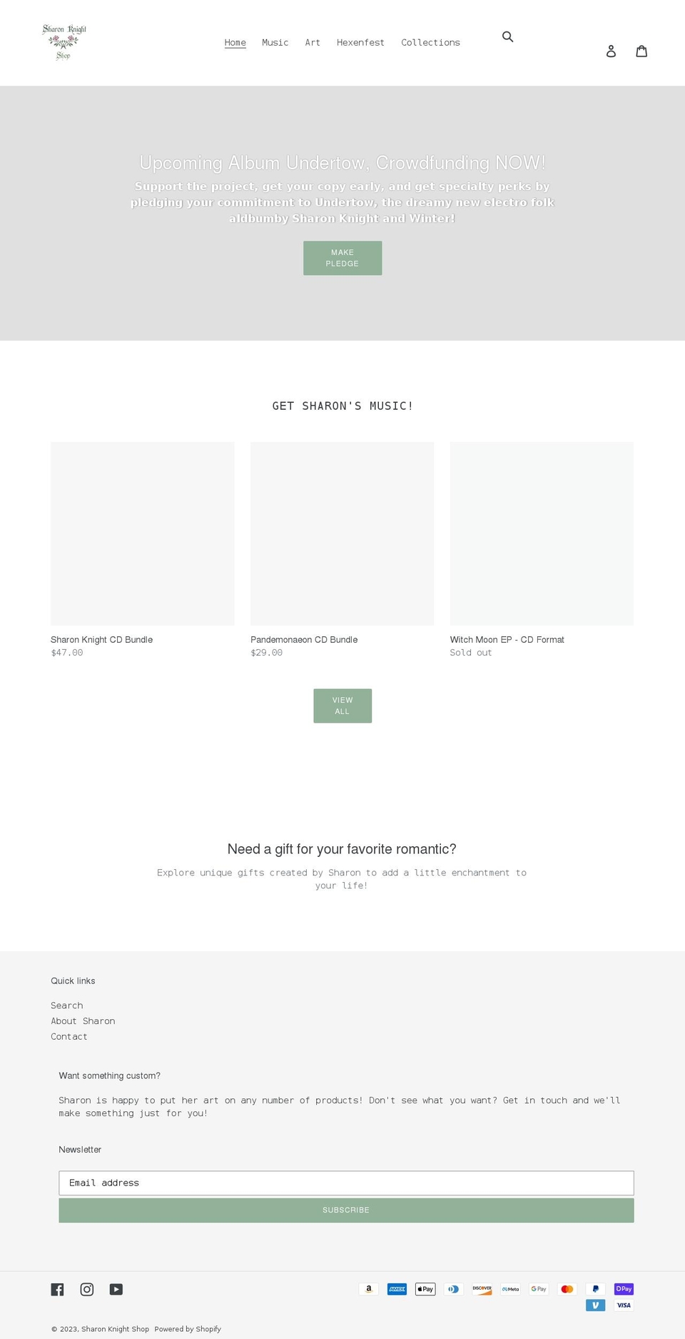 shop-sharonknight.com shopify website screenshot