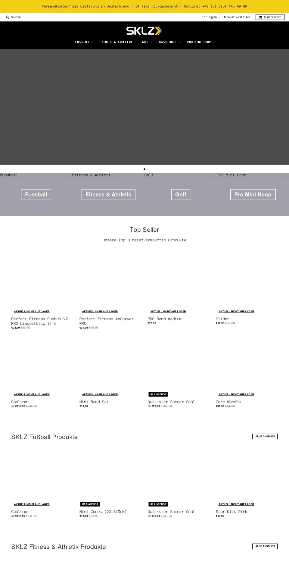 shop-sklz.de shopify website screenshot