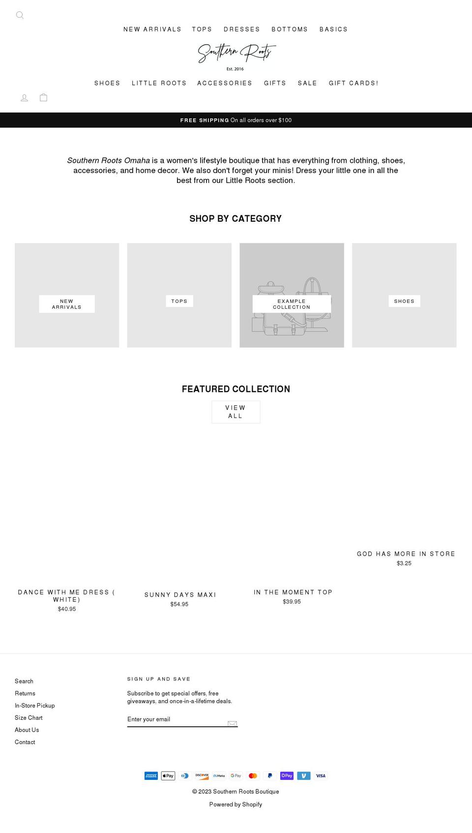 shop-southernroots.com shopify website screenshot