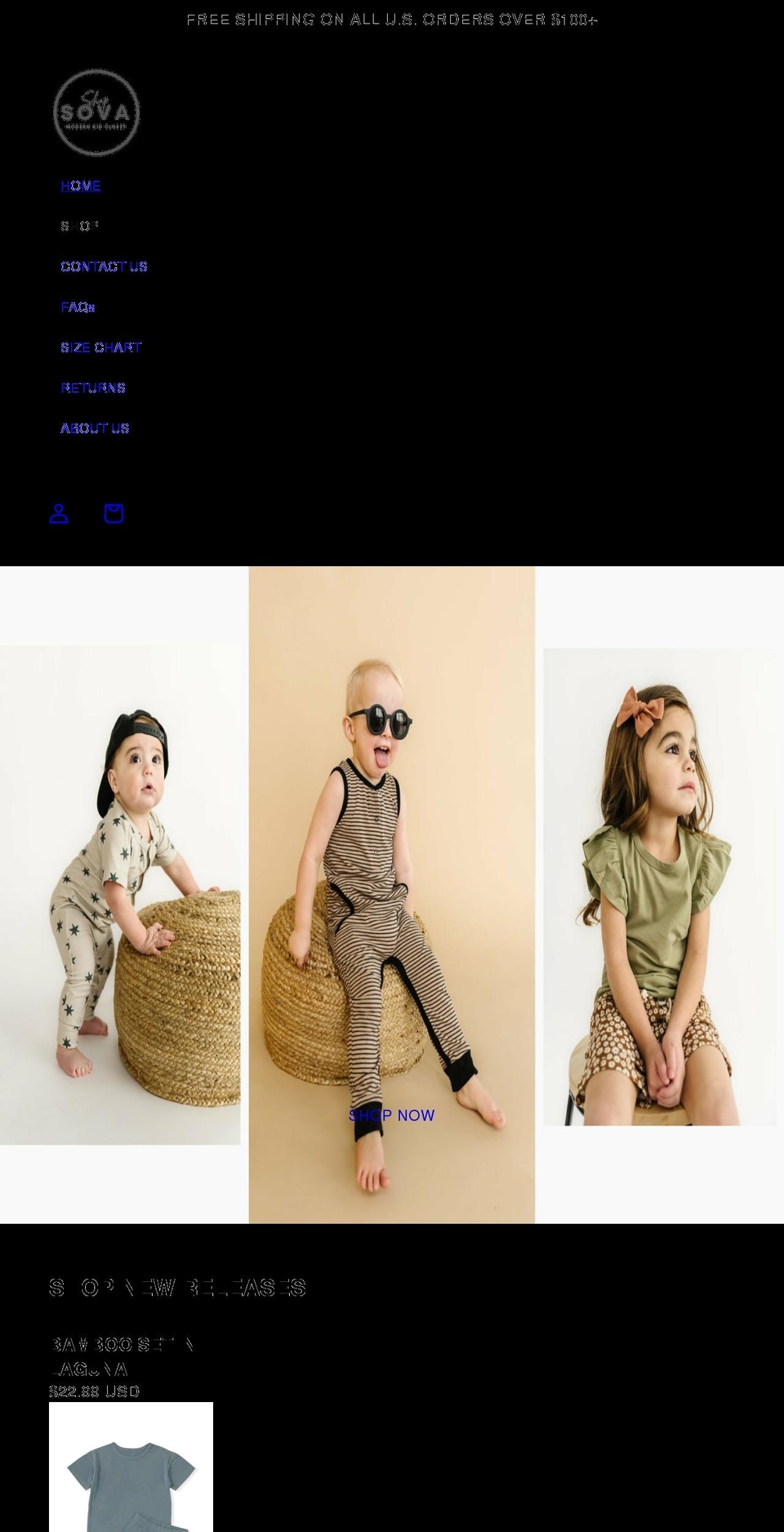 shop-sova.com shopify website screenshot