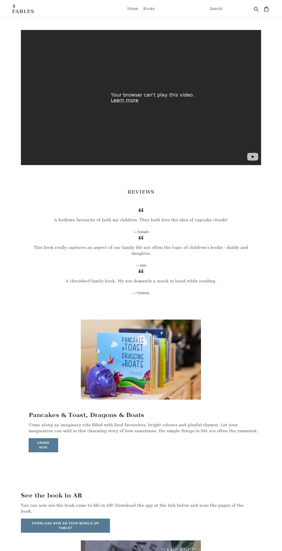 shop.4fables.com shopify website screenshot