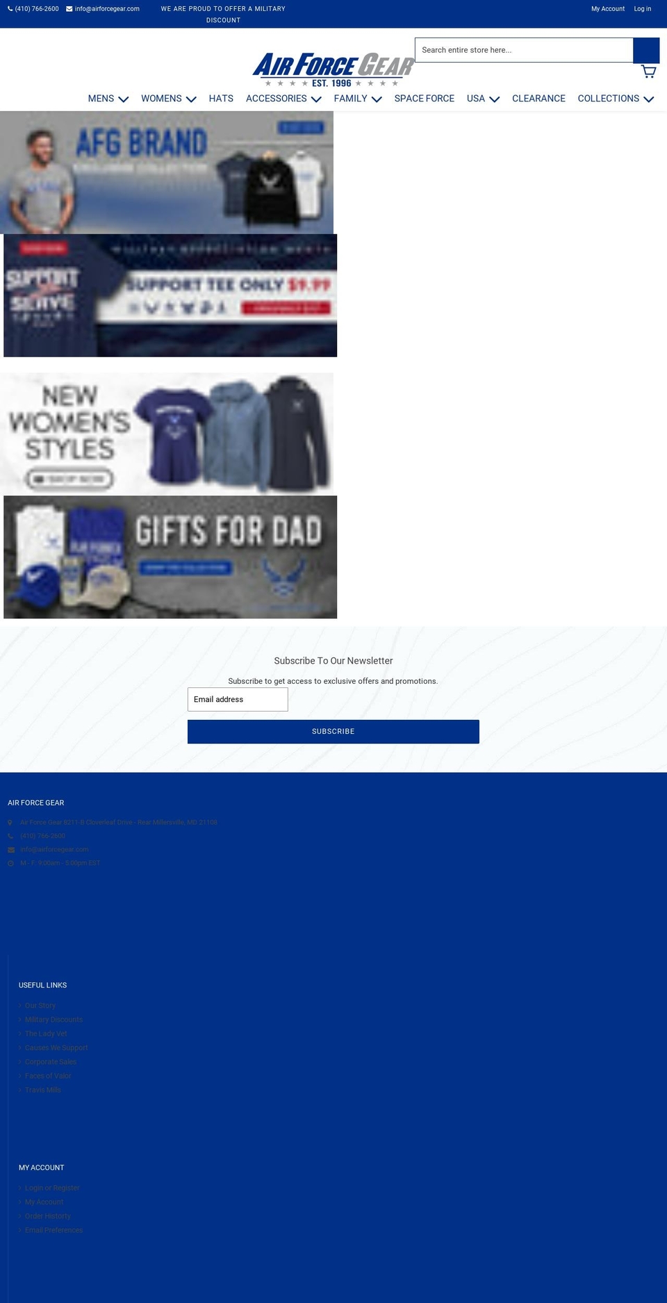 shop.airforcegear.com shopify website screenshot