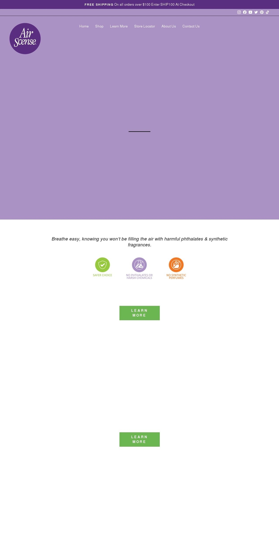shop.airscense.com shopify website screenshot