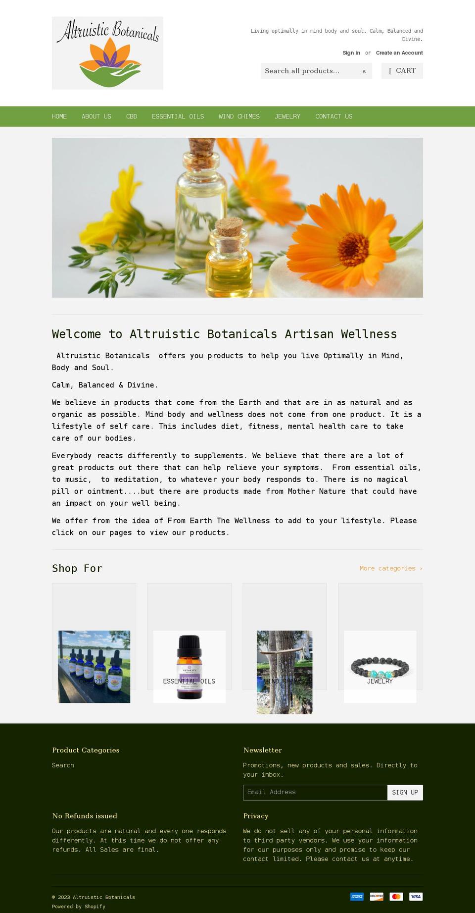 shop.altruisticbotanicals.com shopify website screenshot