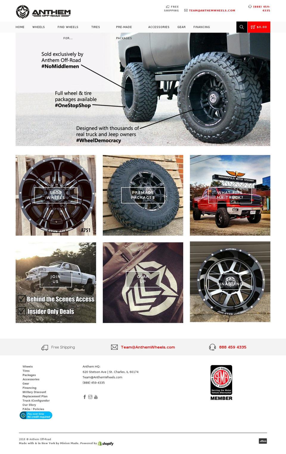 Made With ❤ By Minion Made Shopify theme site example shop.anthemwheels.com