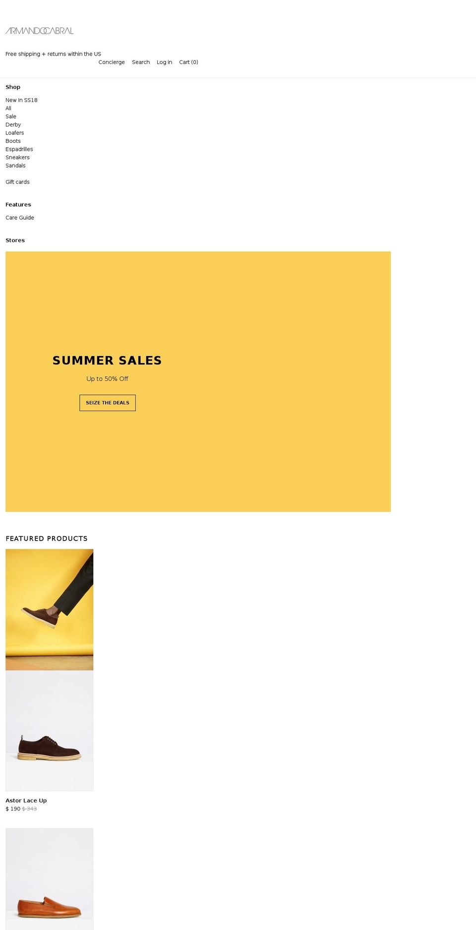 shop.armando-cabral.com shopify website screenshot