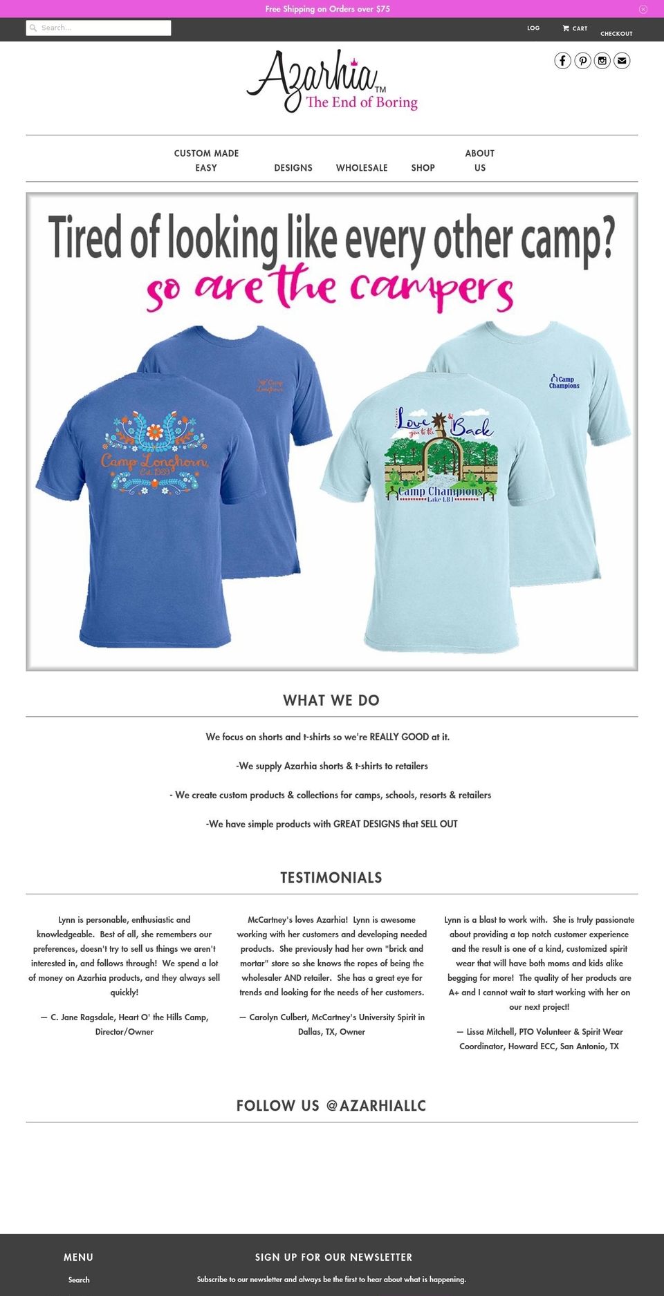 shop.azarhia.com shopify website screenshot