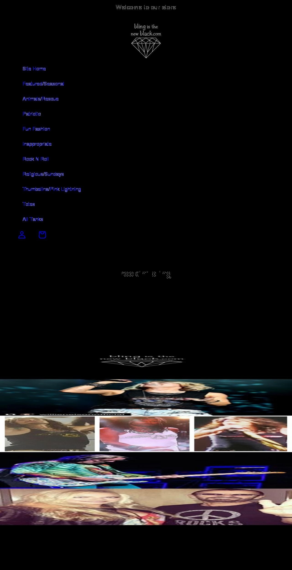 shop.blingisthenewblack.com shopify website screenshot