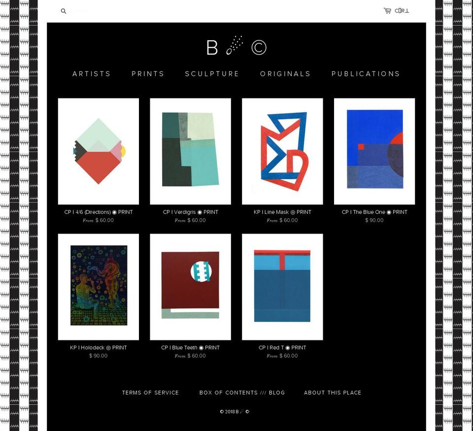 shop.boxofcontents.com — Shopify storefront screenshot