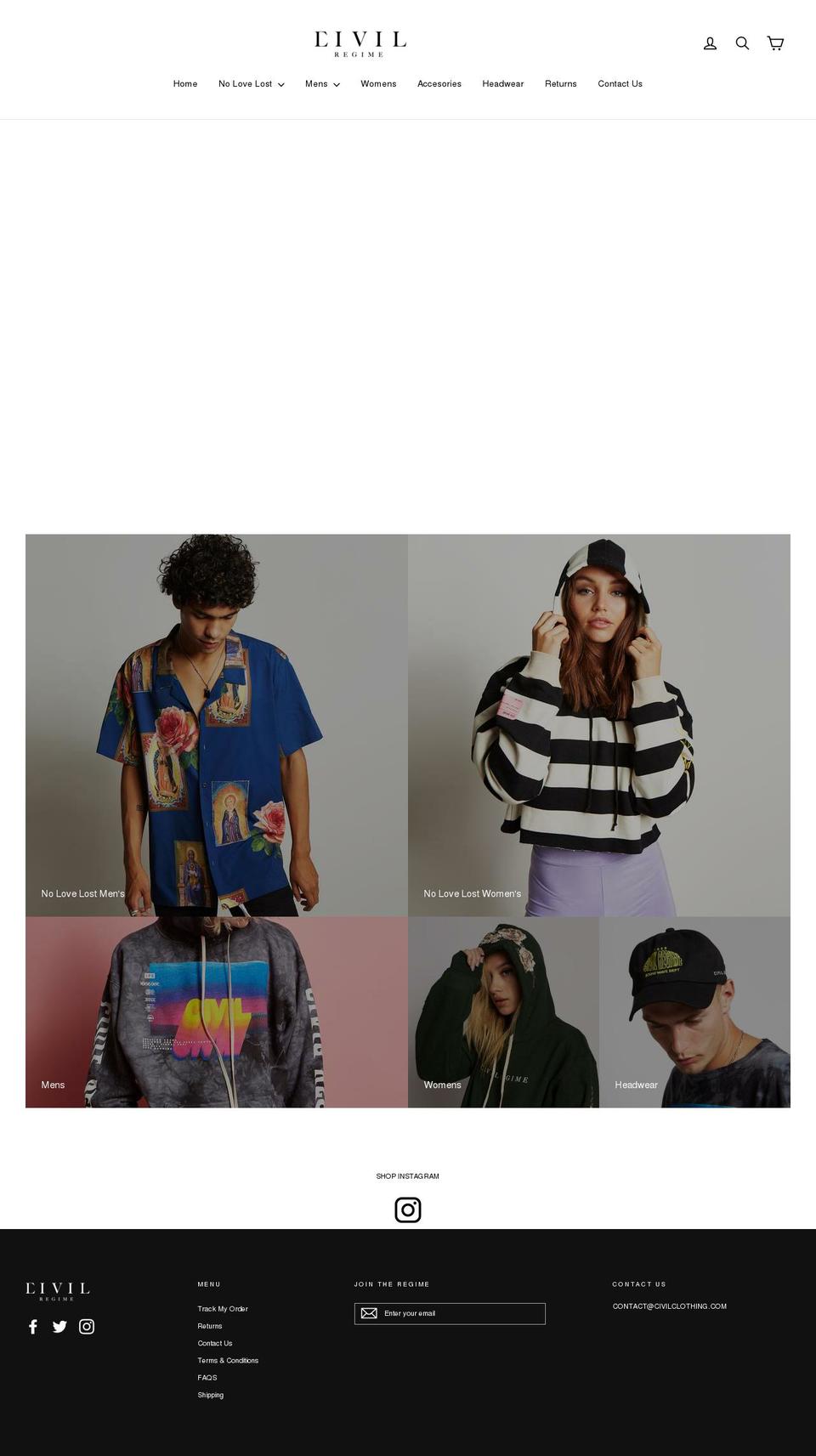 shop.civilclothing.com shopify website screenshot