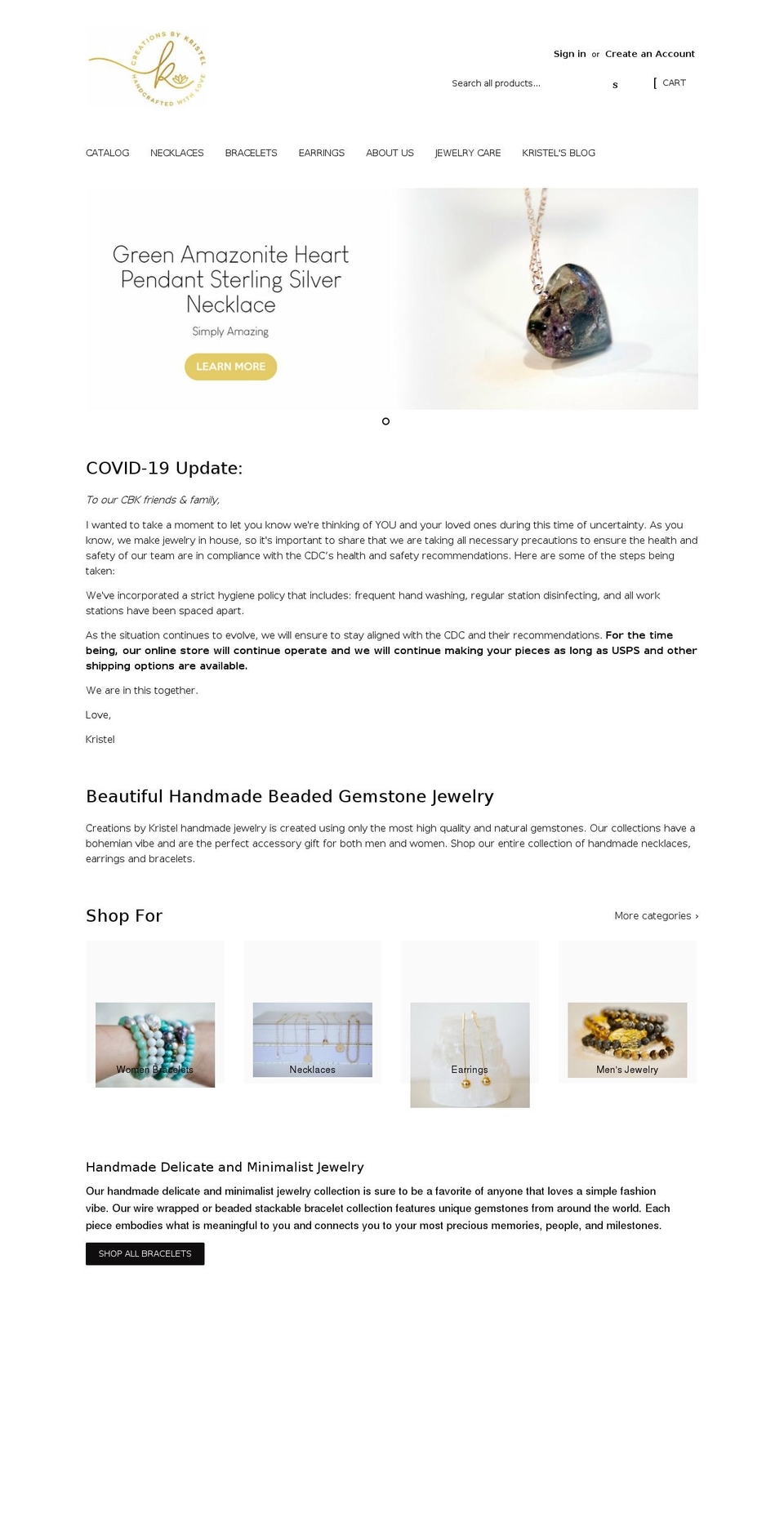 shop.creationsbykristel.com shopify website screenshot