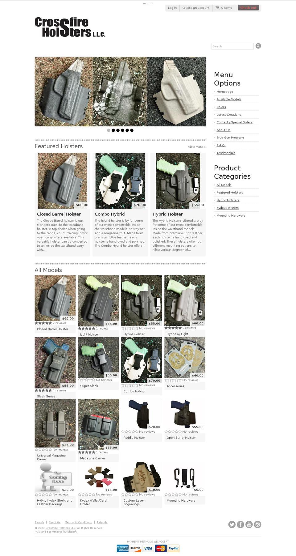 shop.crossfireholsters.com shopify website screenshot