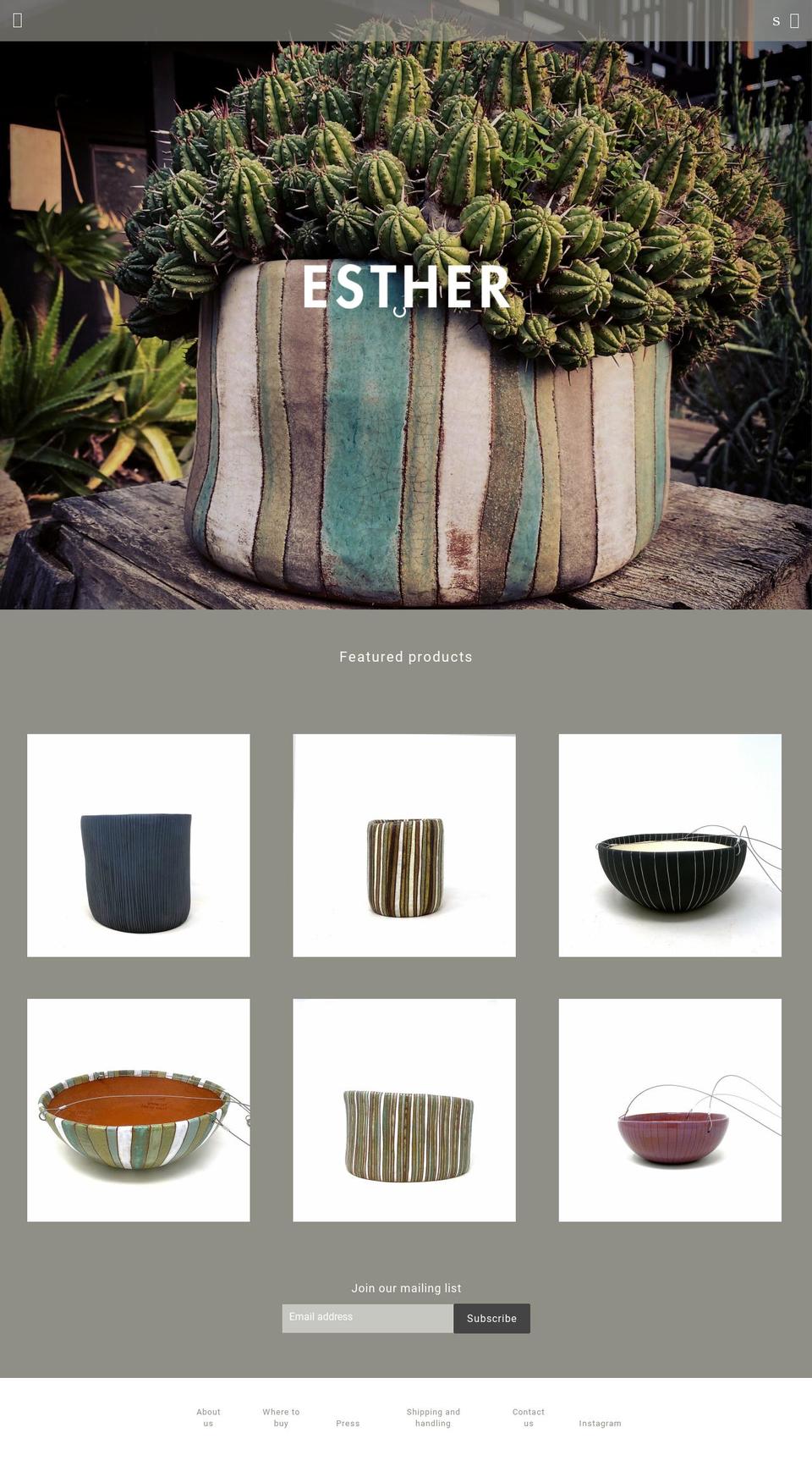 shop.estherstudios.com shopify website screenshot