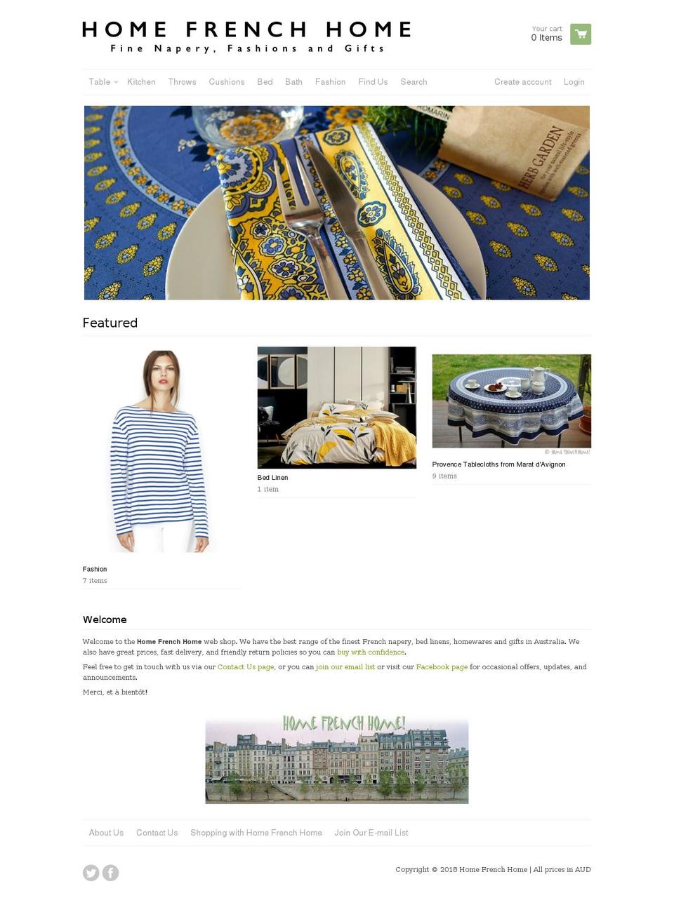 shop.homefrenchhome.com.au shopify website screenshot