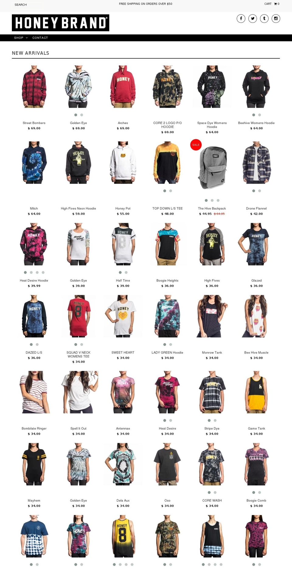shop.honeybrandco.com shopify website screenshot