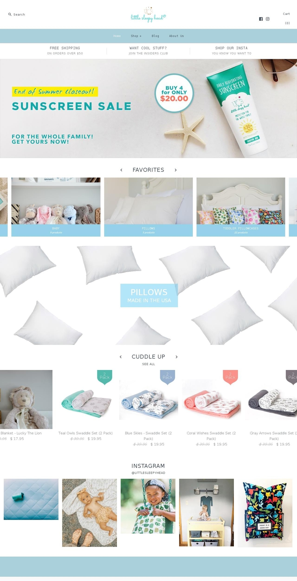 shop.littlesleepyhead.com shopify website screenshot