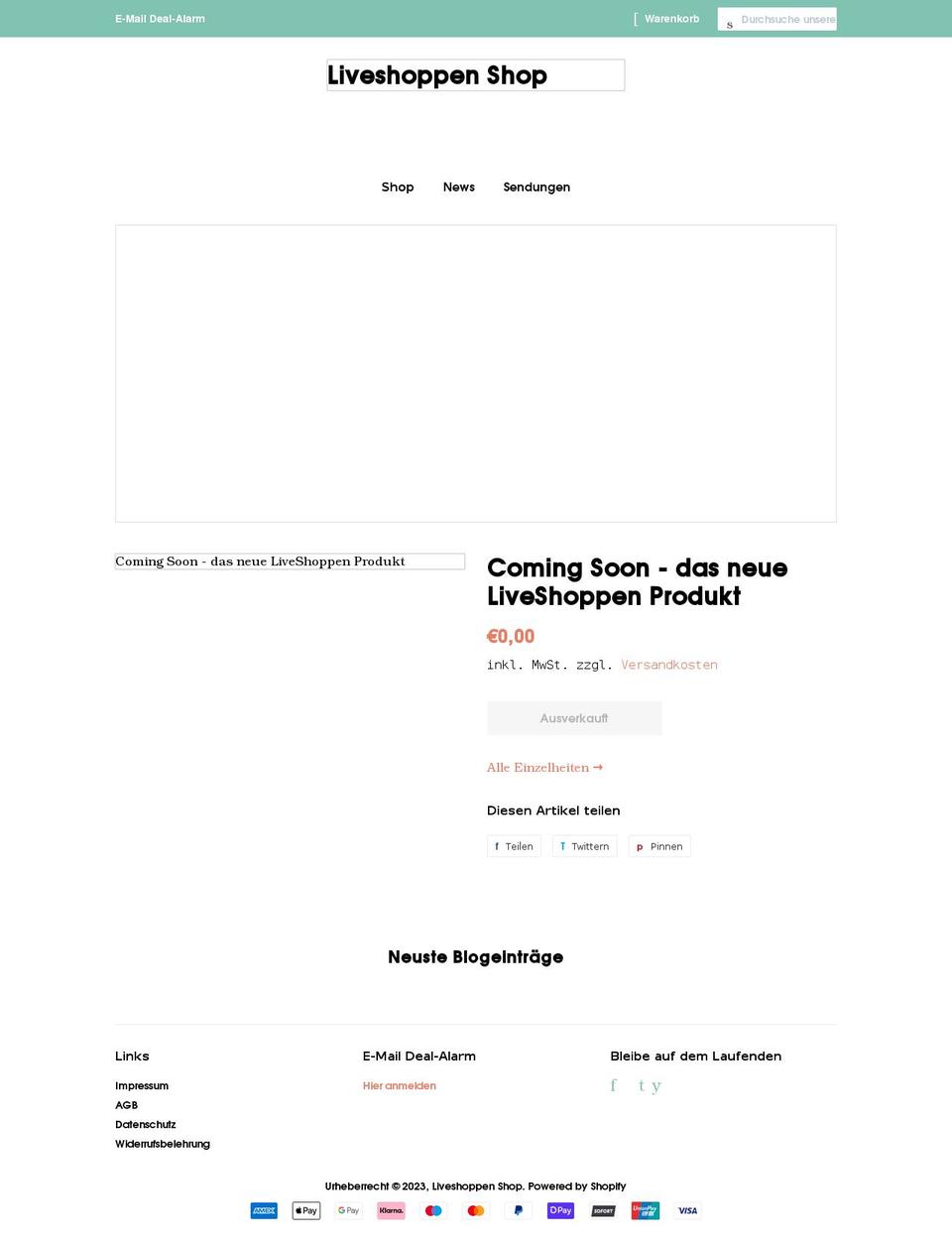 shop.liveshoppen.de shopify website screenshot