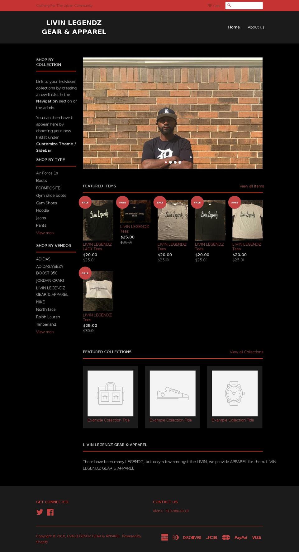 shop.livinlegendzgear.com shopify website screenshot