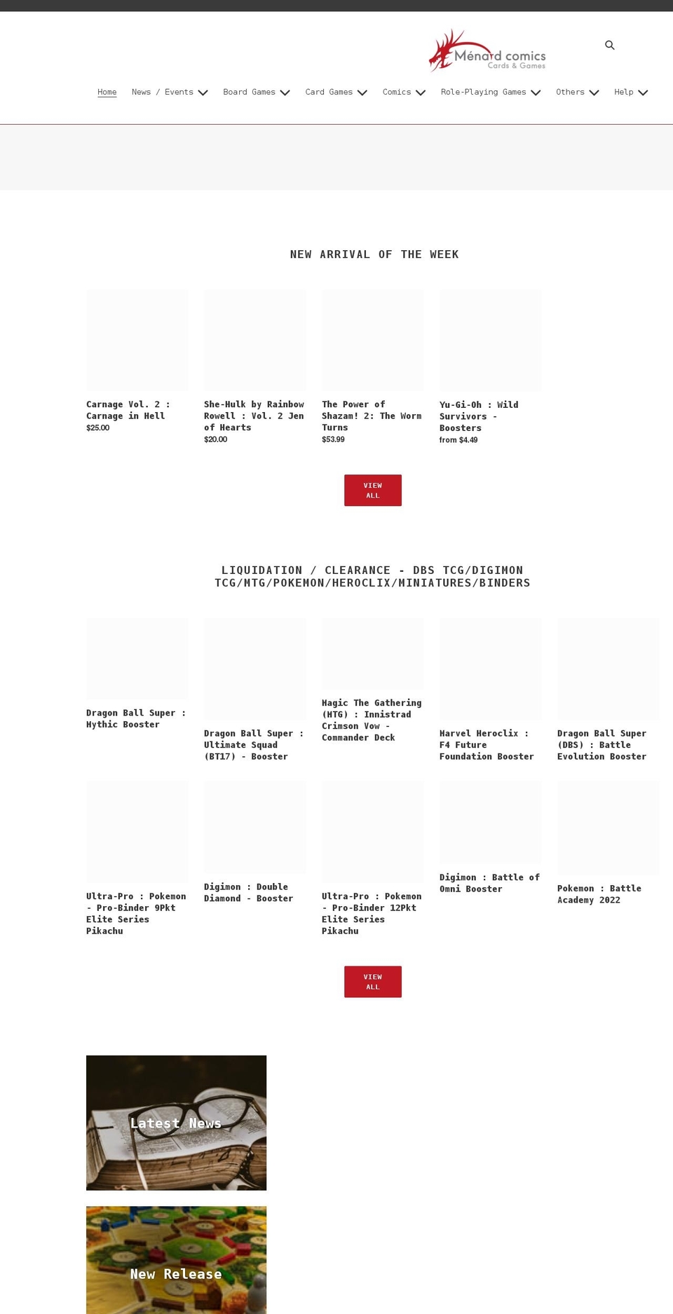 shop.menardcomics.com shopify website screenshot