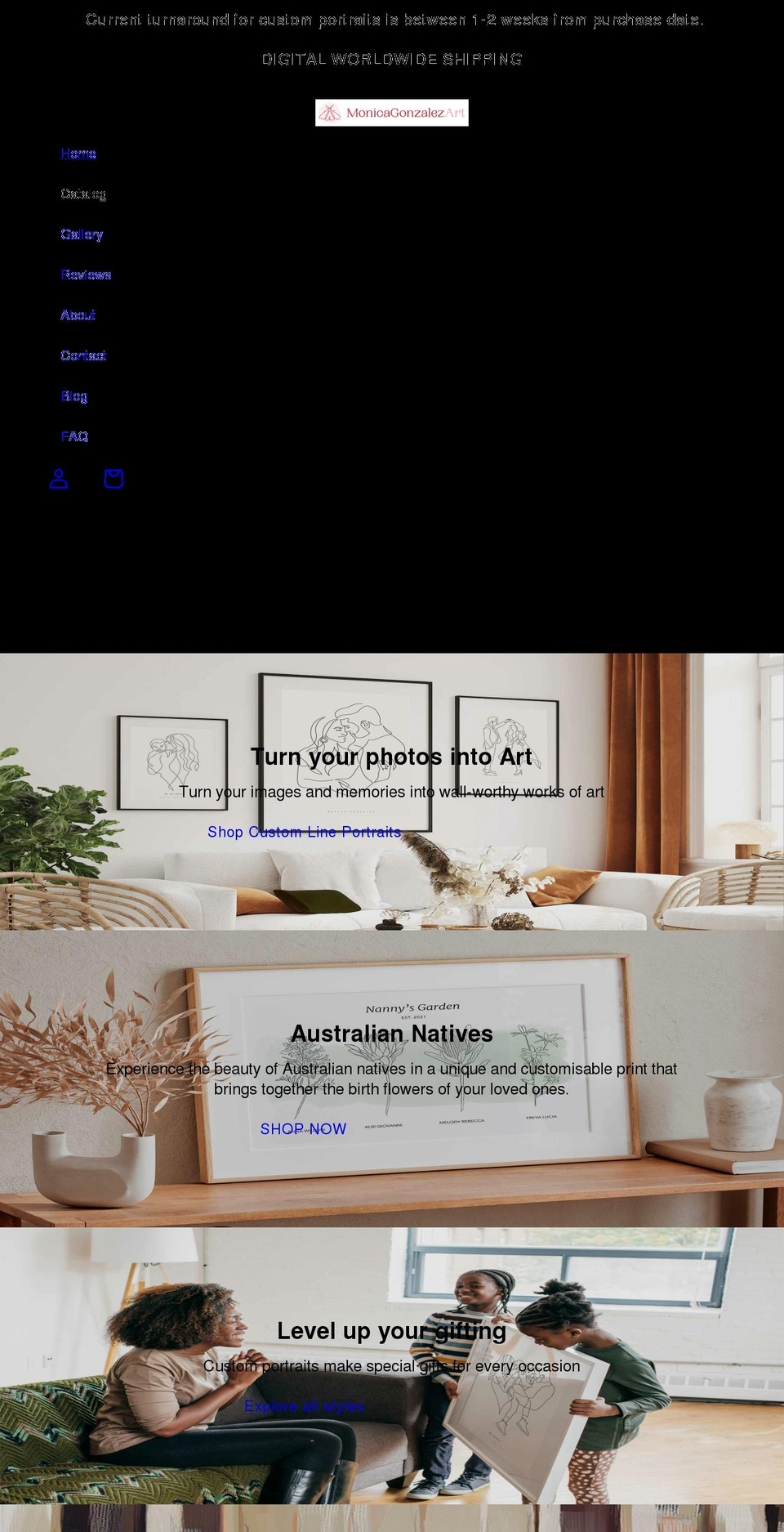 shop.monicagonzalezart.com shopify website screenshot