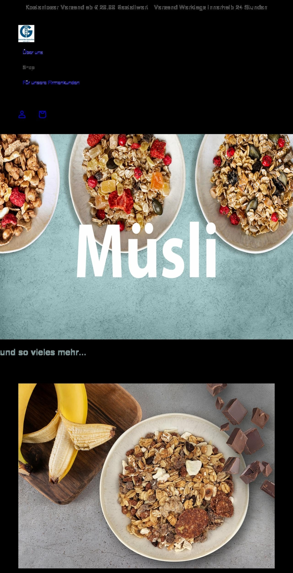 shop.muesli.at shopify website screenshot