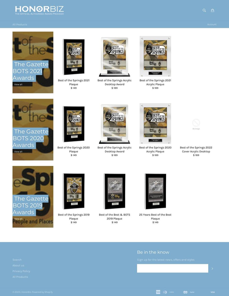 shop.myhonorbiz.com shopify website screenshot