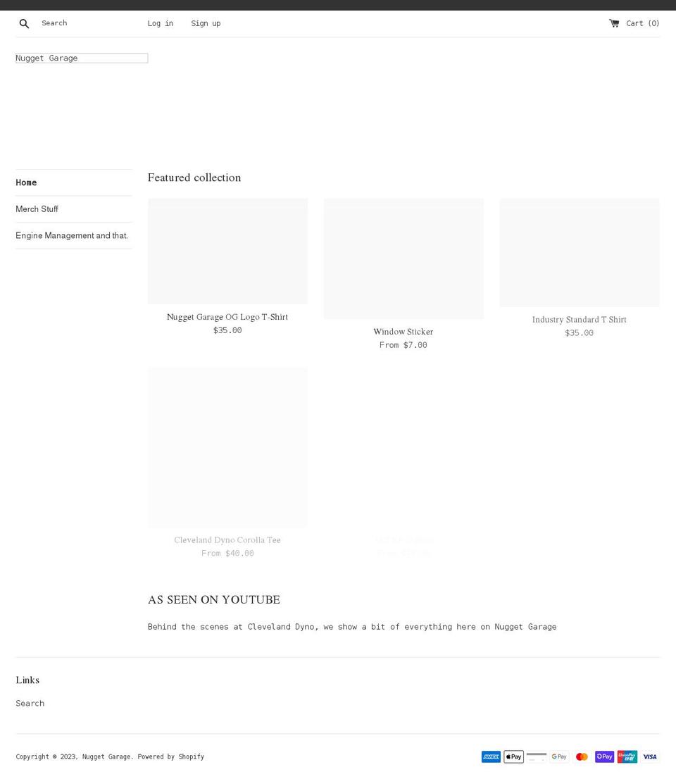 shop.nuggetgarage.com shopify website screenshot