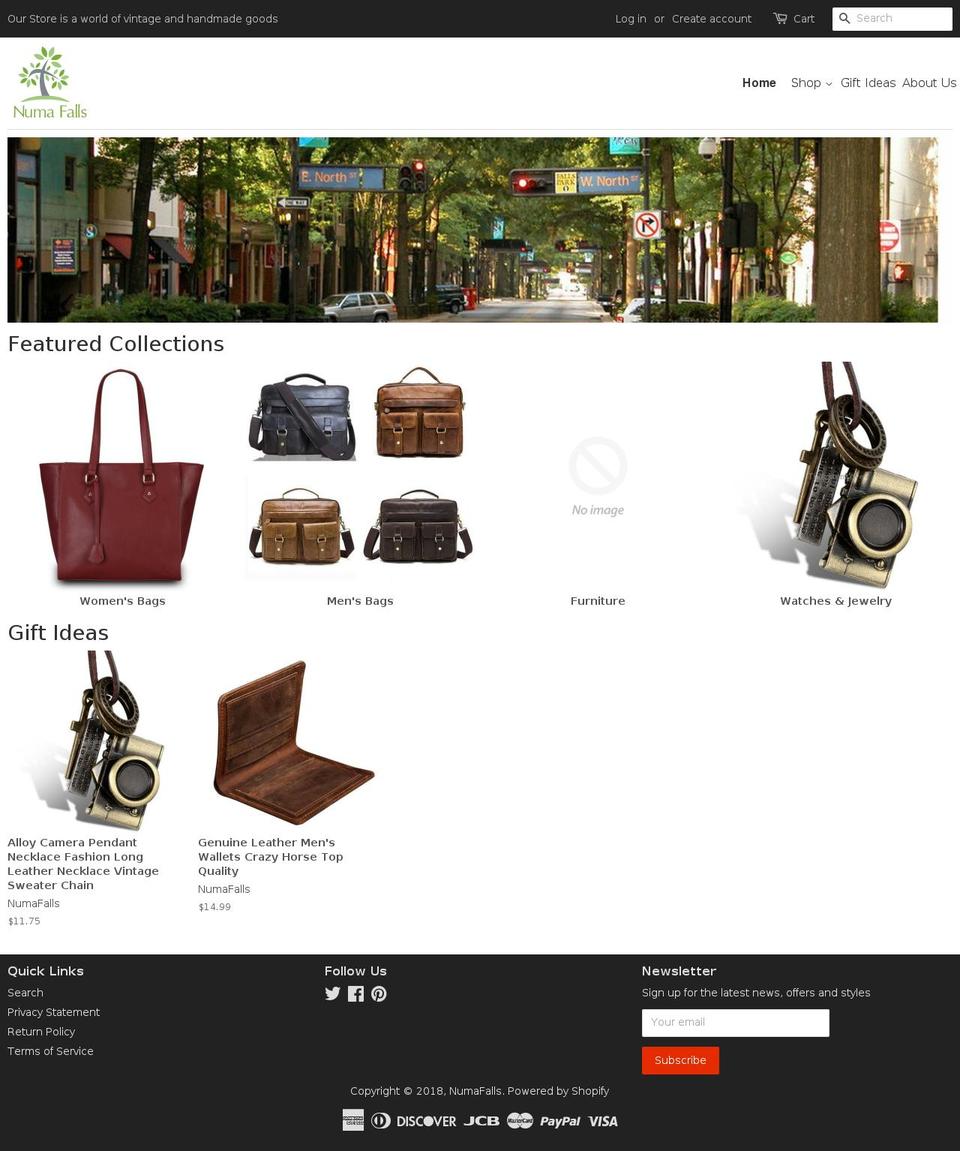 shop.numafalls.com shopify website screenshot