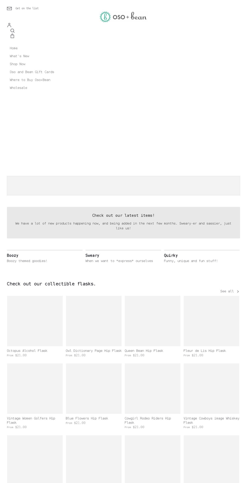 shop.osoandbean.com shopify website screenshot