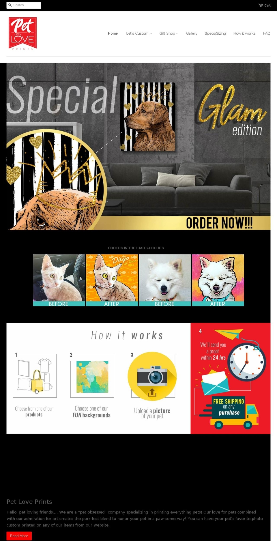 shop.petloveprints.com shopify website screenshot