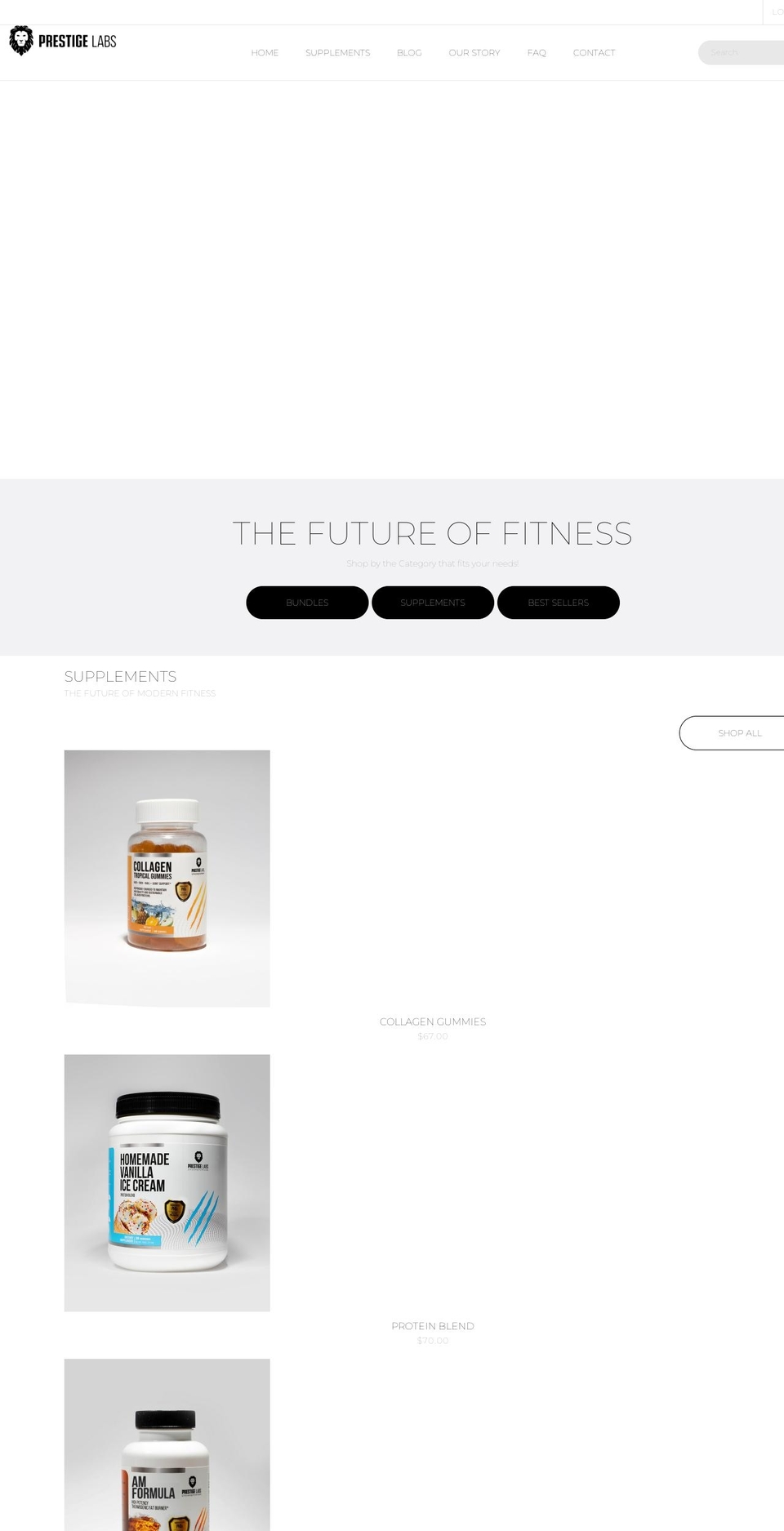 shop.prestigelabs.com shopify website screenshot