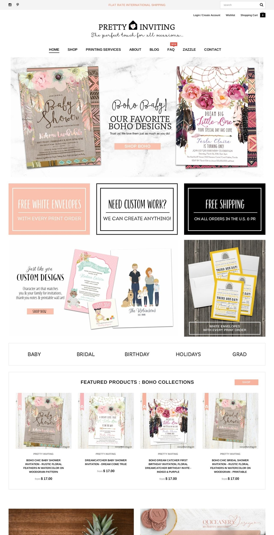 shop.prettyinviting.com shopify website screenshot