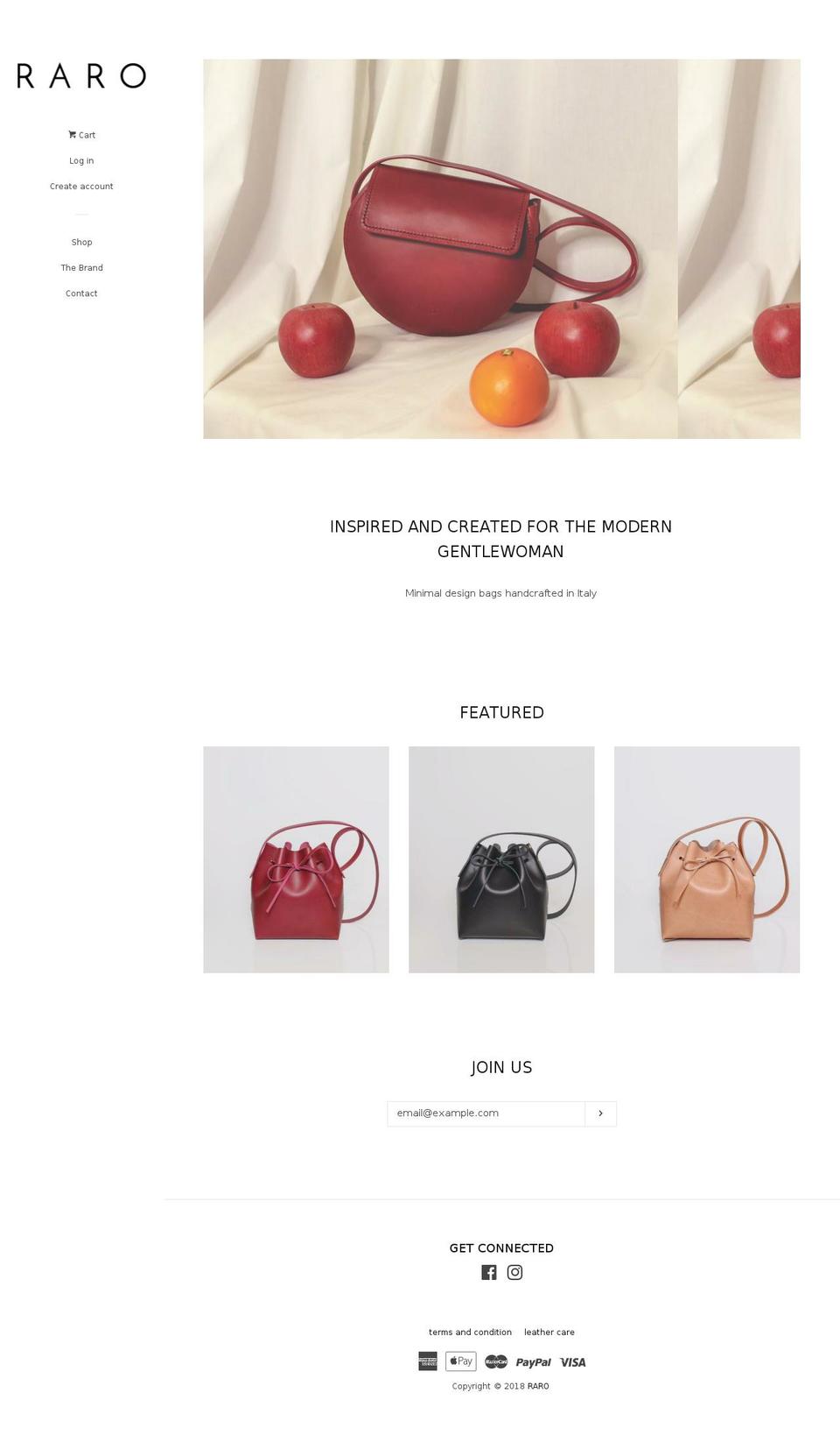shop.raroatelier.com — Shopify storefront screenshot