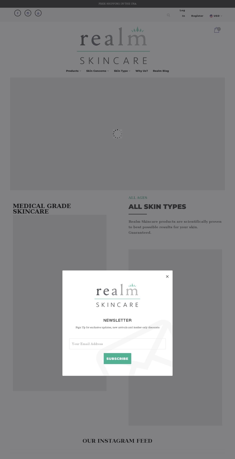 Covid- Shopify theme site example shop.realmskin.com