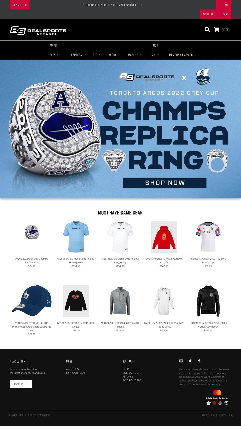 shop.realsports.ca shopify website screenshot