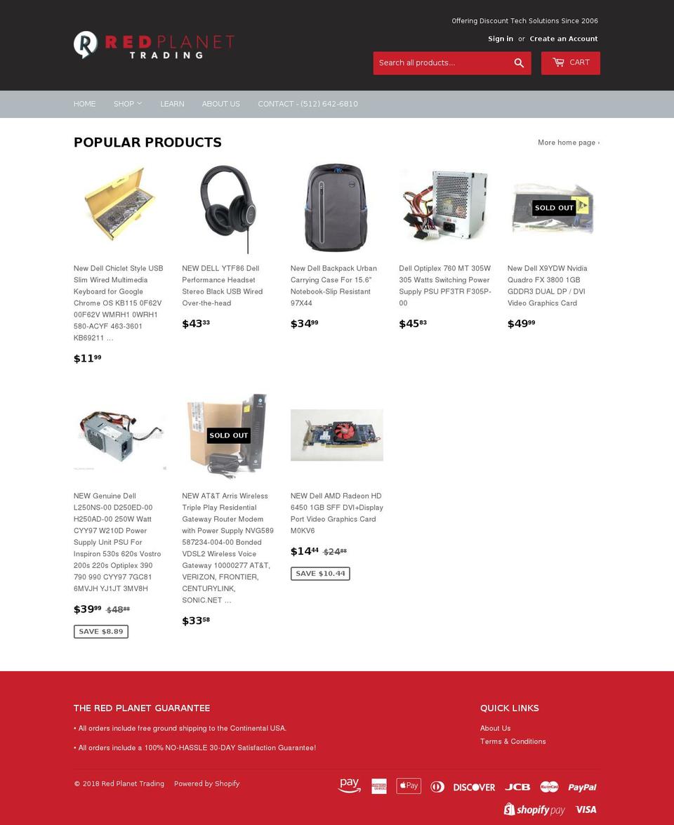 shop.redplanettrading.com shopify website screenshot