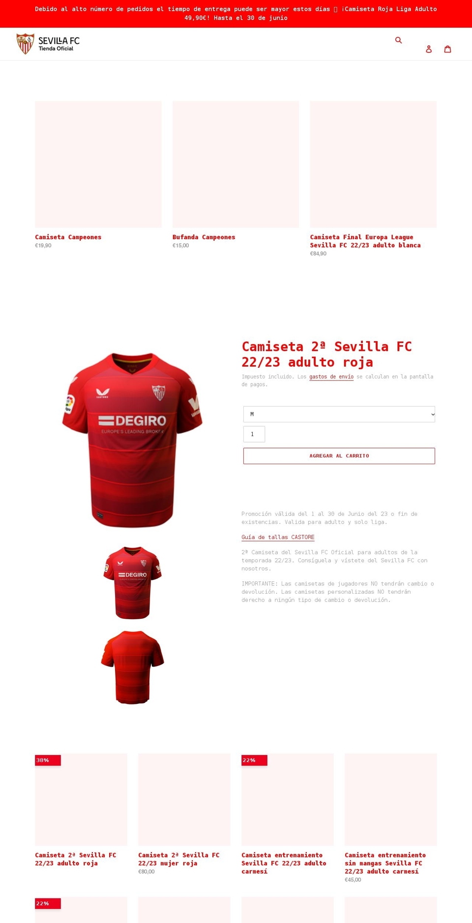 shop.sevillafc.es shopify website screenshot