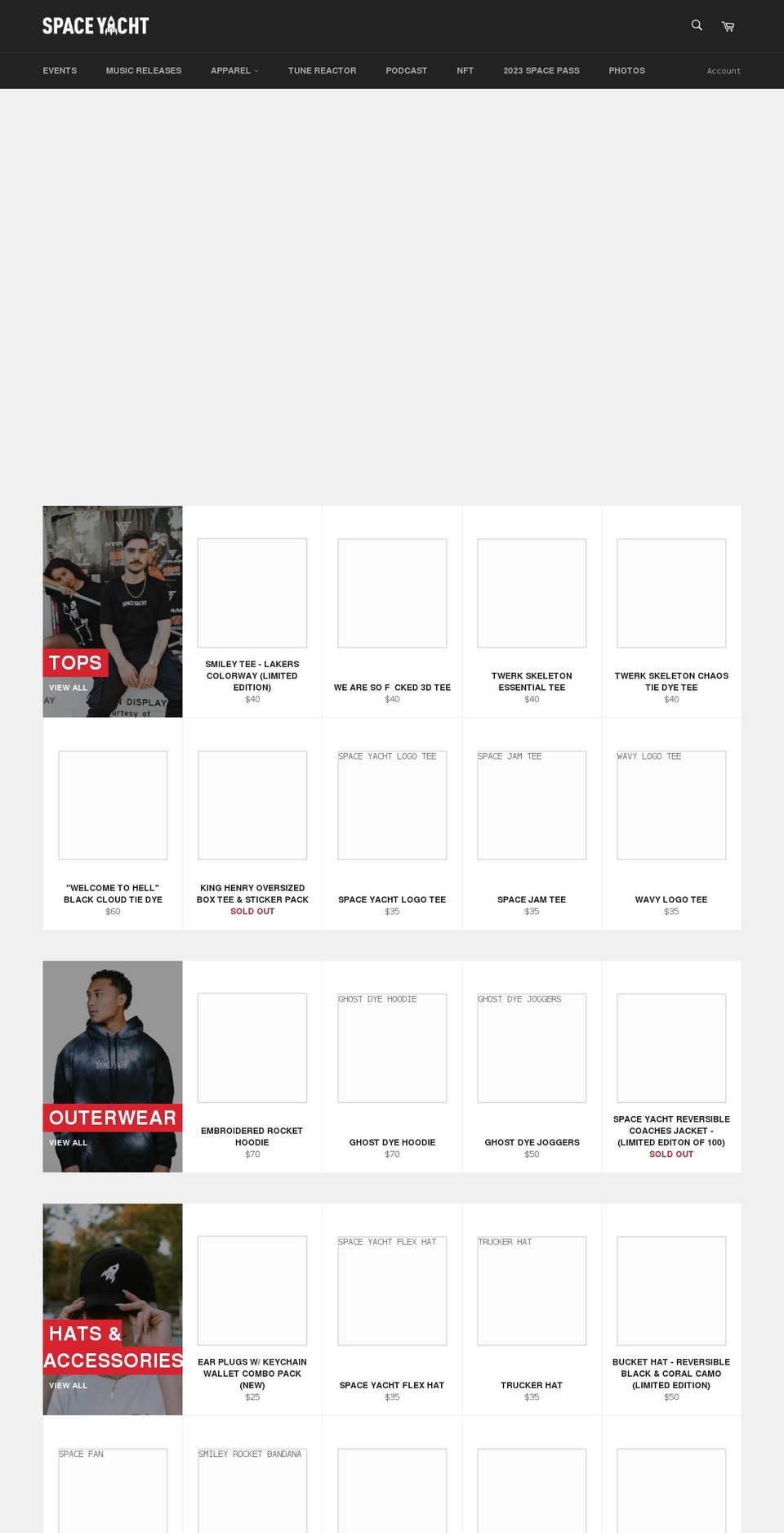 shop.spaceyacht.net shopify website screenshot