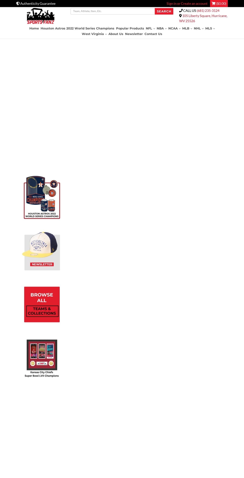 shop.sportsfanzwv.com shopify website screenshot