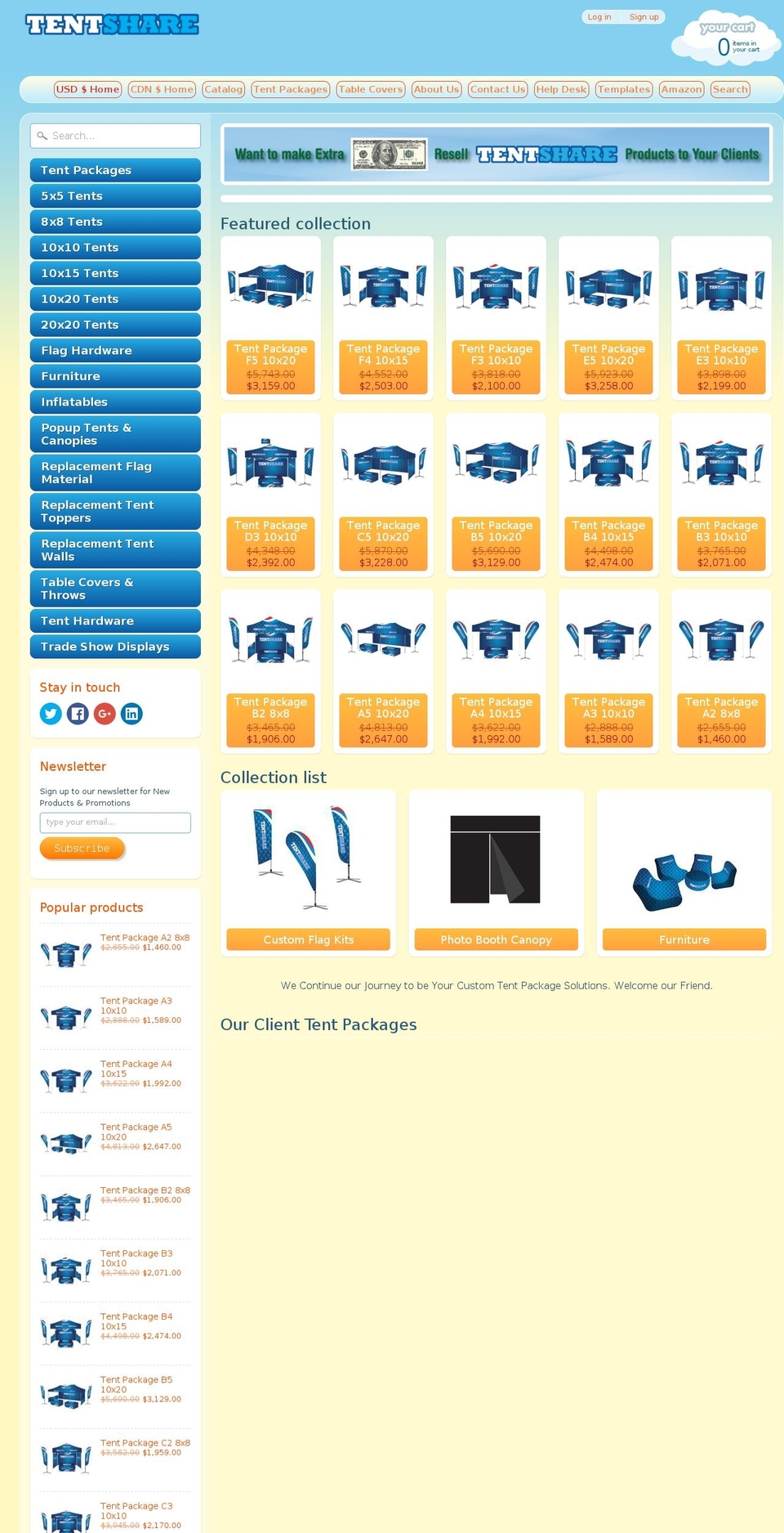 shop.tentshare.com shopify website screenshot