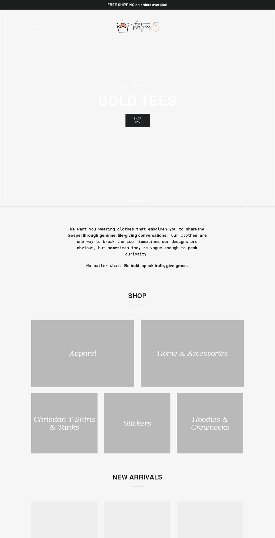 shop.thirtyone25.com shopify website screenshot