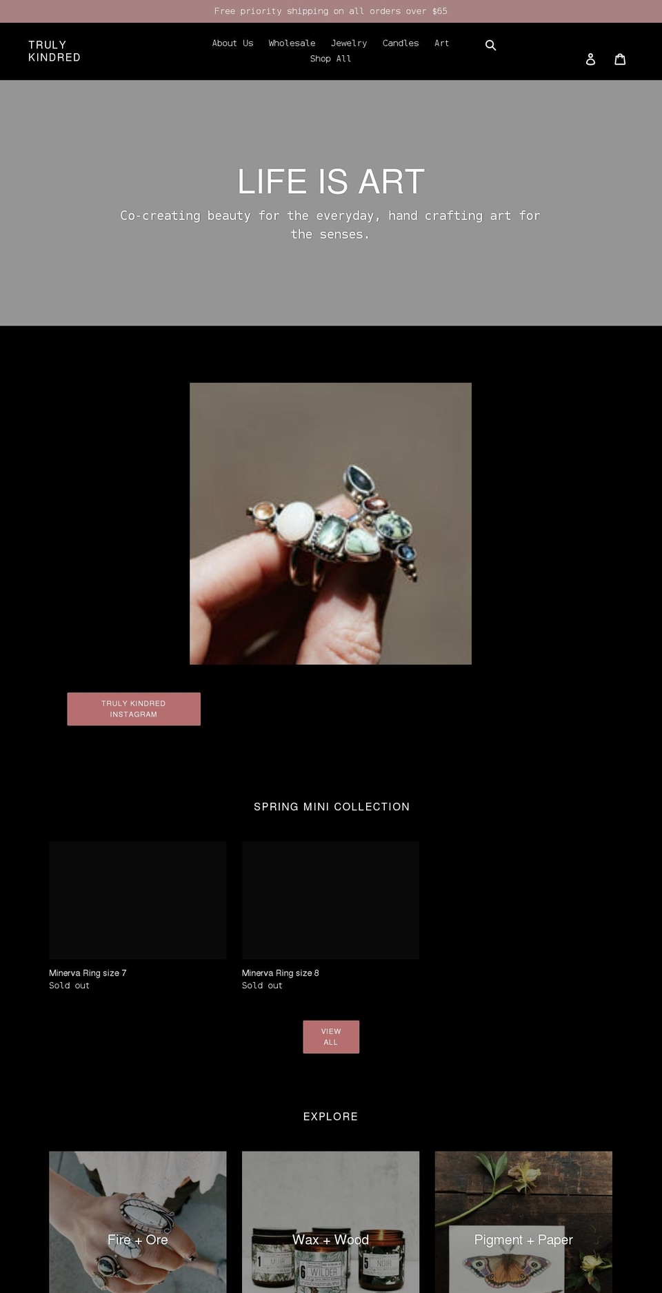 shop.trulykindred.com shopify website screenshot