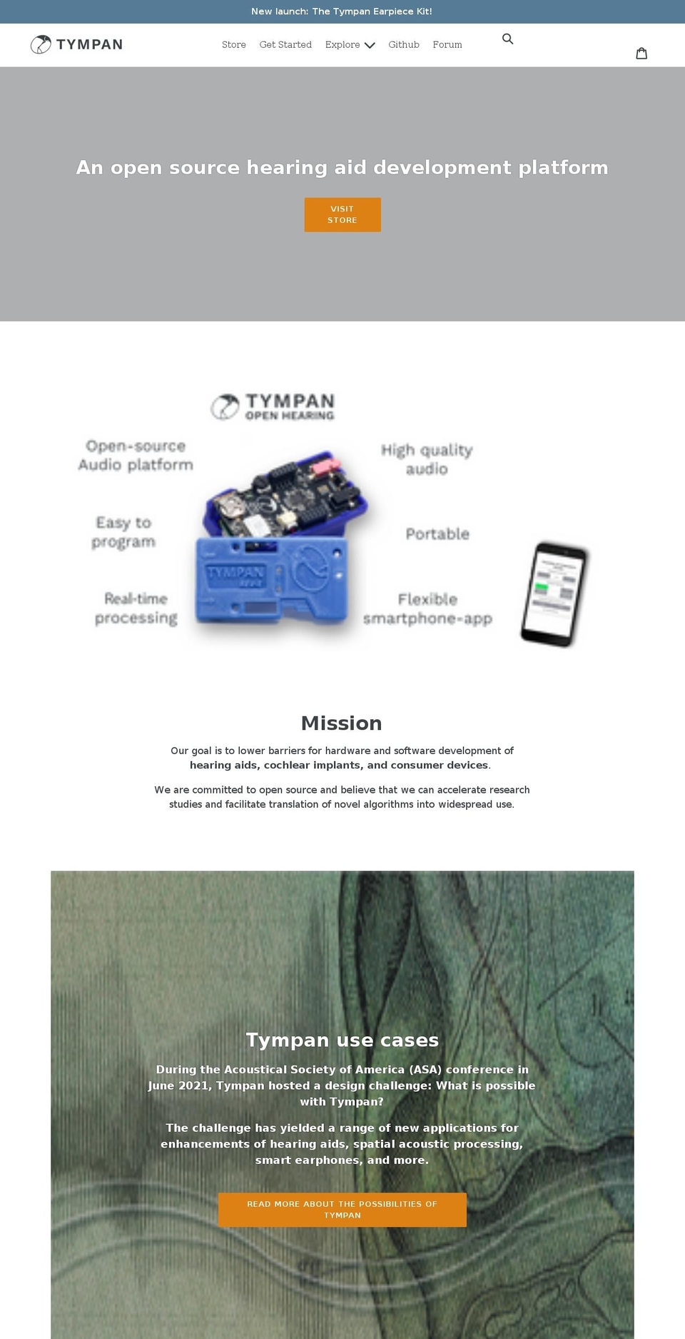 Homepage Shopify theme site example shop.tympan.org