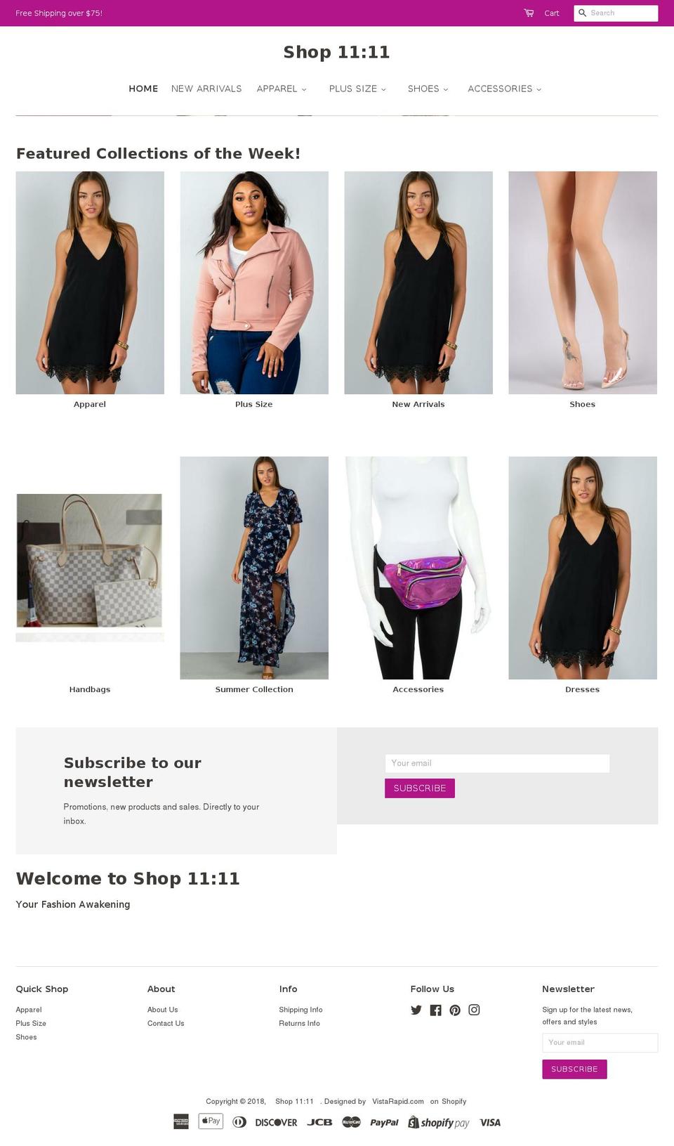 shop11eleven.com — Shopify storefront screenshot